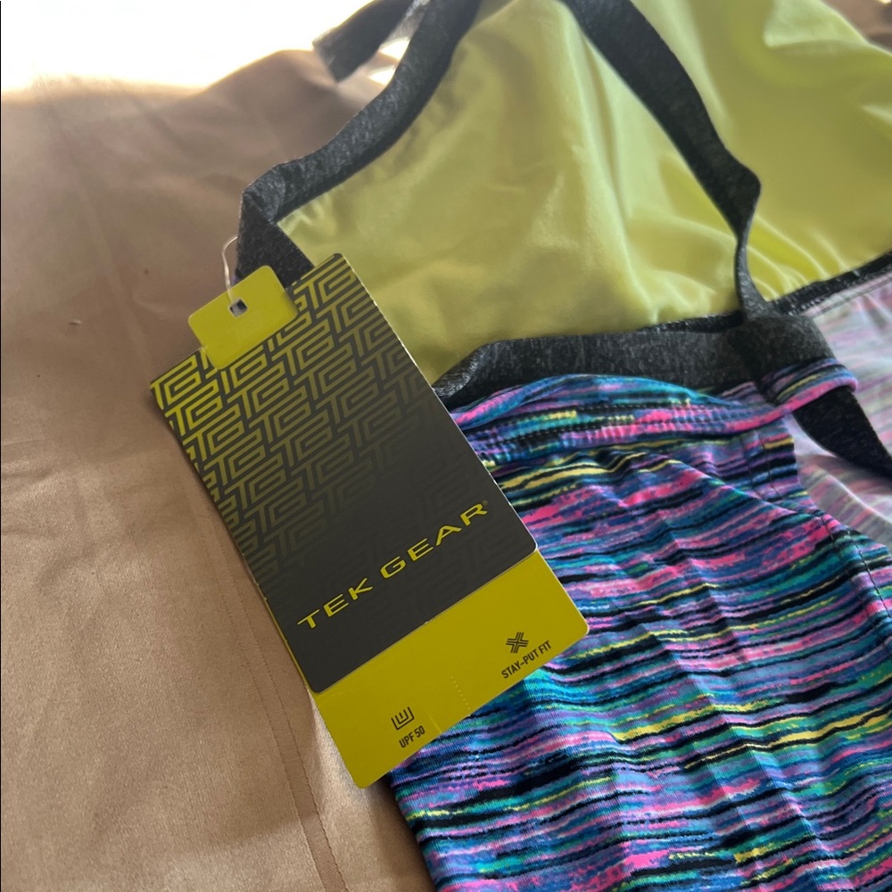Tek Gear Multicolor Striped Women's One Piece Swimsuit - Picture 3 of 3
